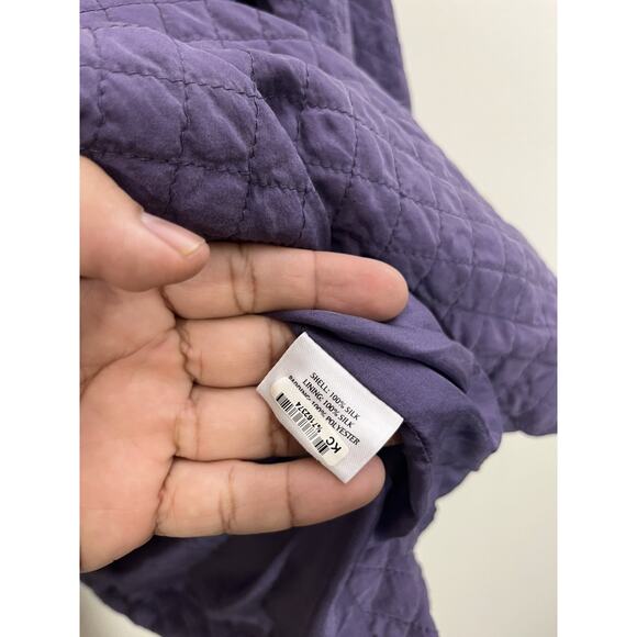 Eileen Fisher Silk Plum 3X Quilted Tussah Crinkle Jacket Asian Lagom Lagenlook - Picture 12 of 16